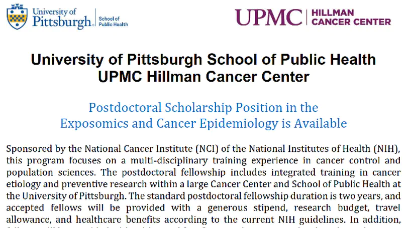 Postdoctoral Scholarship Position in the Exposomics and Cancer Epidemiology is Available
