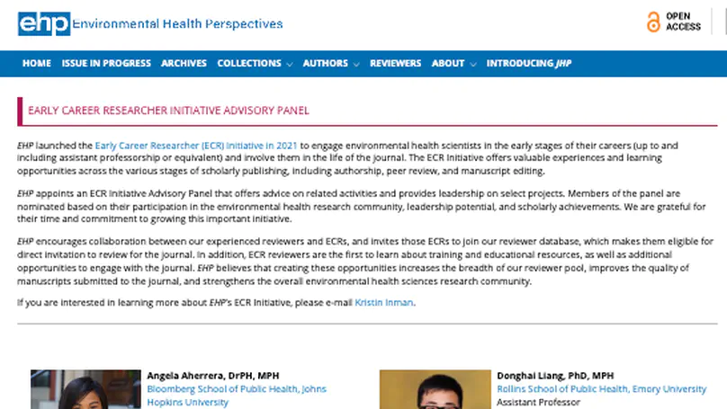 Dr. Gao joined Environmental Health Perspectives Early Career Researcher Initiative Advisory Panel